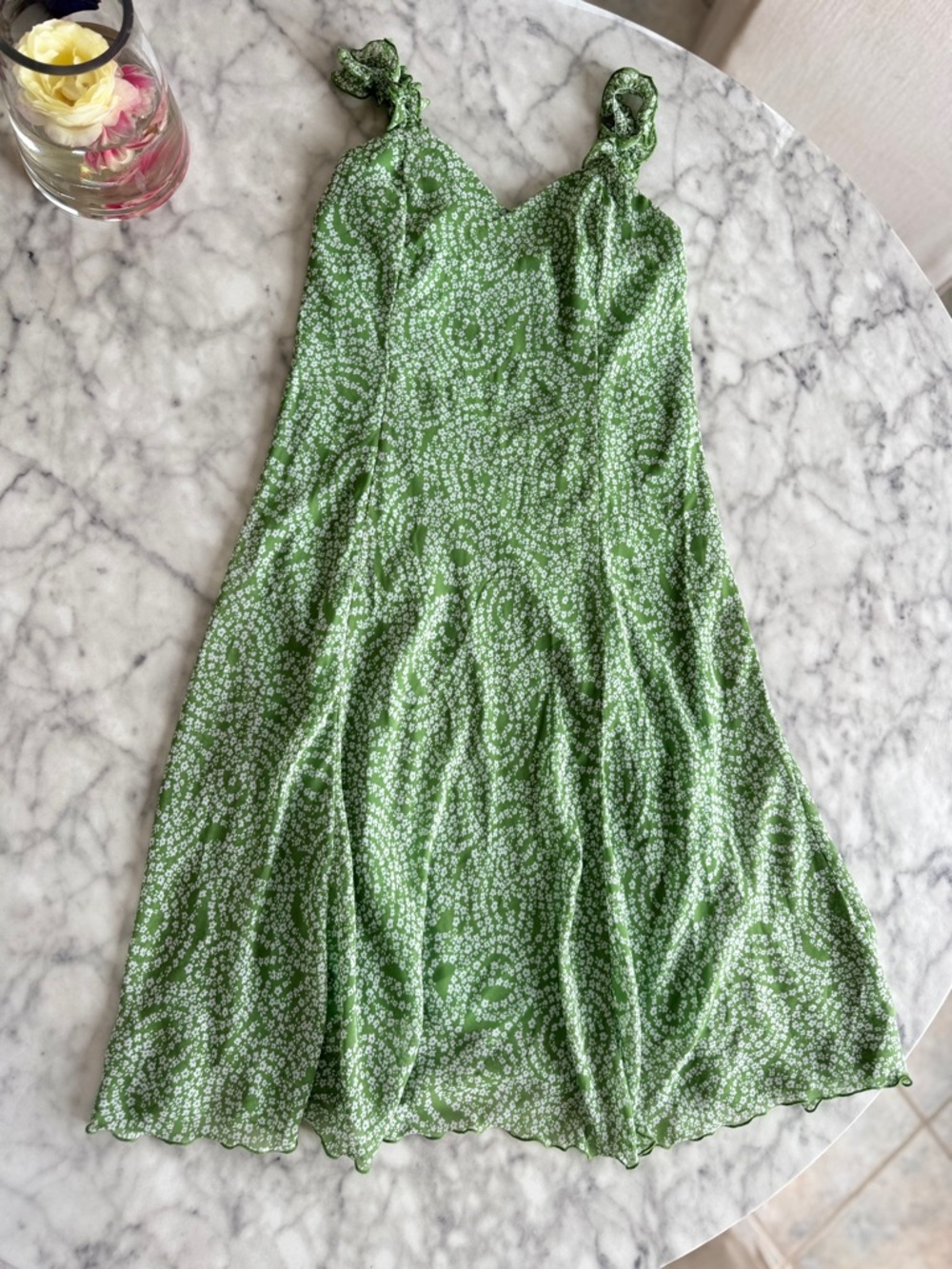 Dressbarn Women's Green Floral Sleeveless Dress Size 8